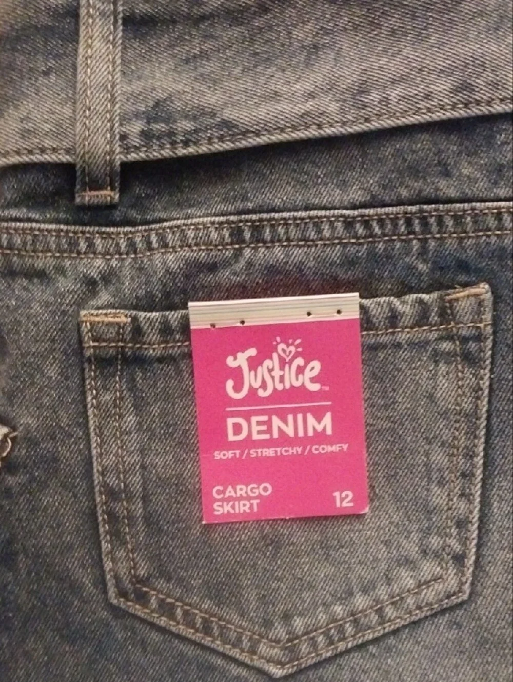 Denim Cargo Mini Skort with Belt - Blue
